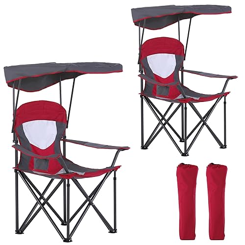 LET'S CAMP Camp Chair with Shade Canopy Folding Camping Chair