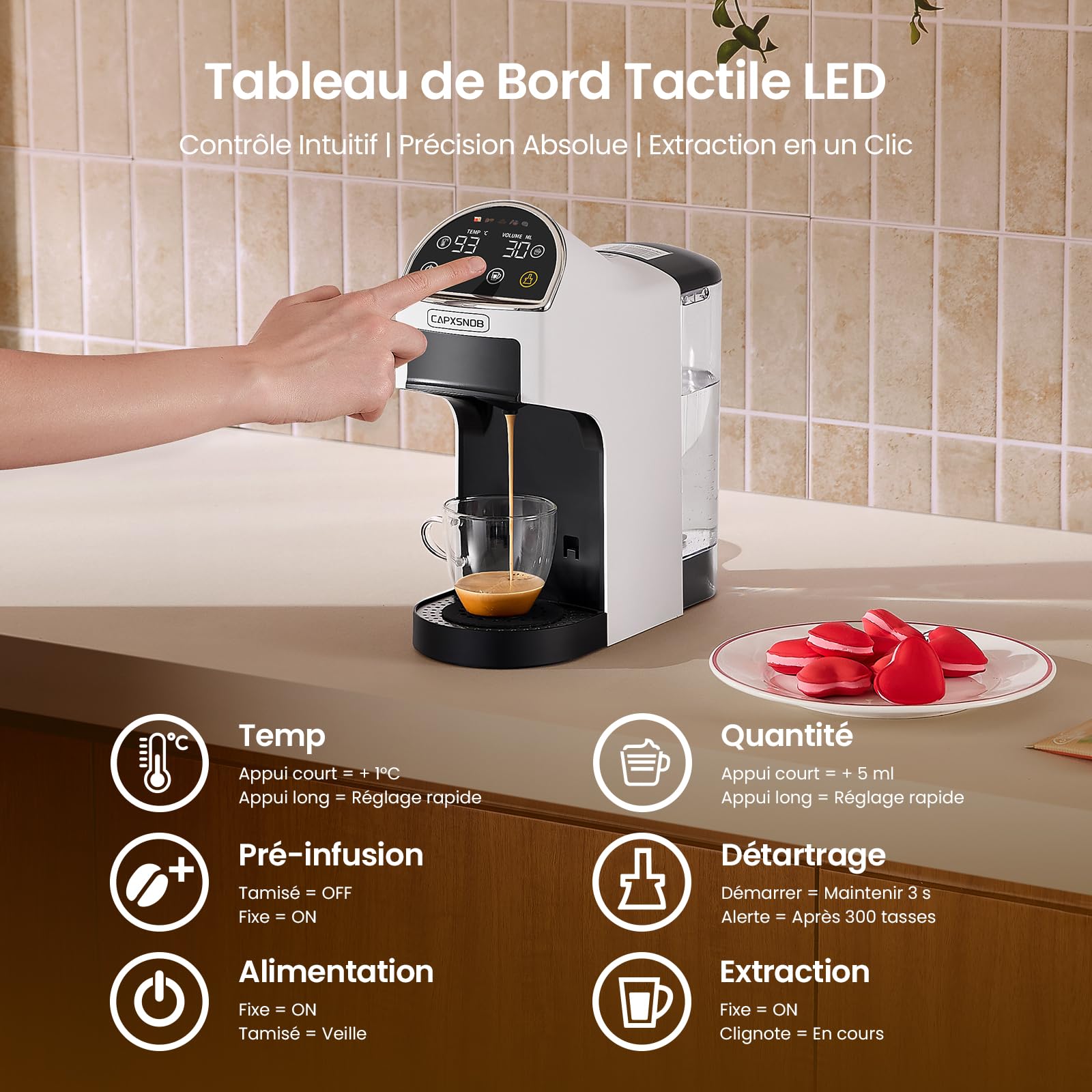 Magician2 Cafetière Capsule et Dosette 5 en 1 pour Nespresso, Dolce Gusto, Lavazza A Modo Mio, ESE 44 & Café Moulu, 20bar, Préinfusion, Écran Tactile, Débitmètre, Auto-Lock, Sans BPA, Maison et Bureau