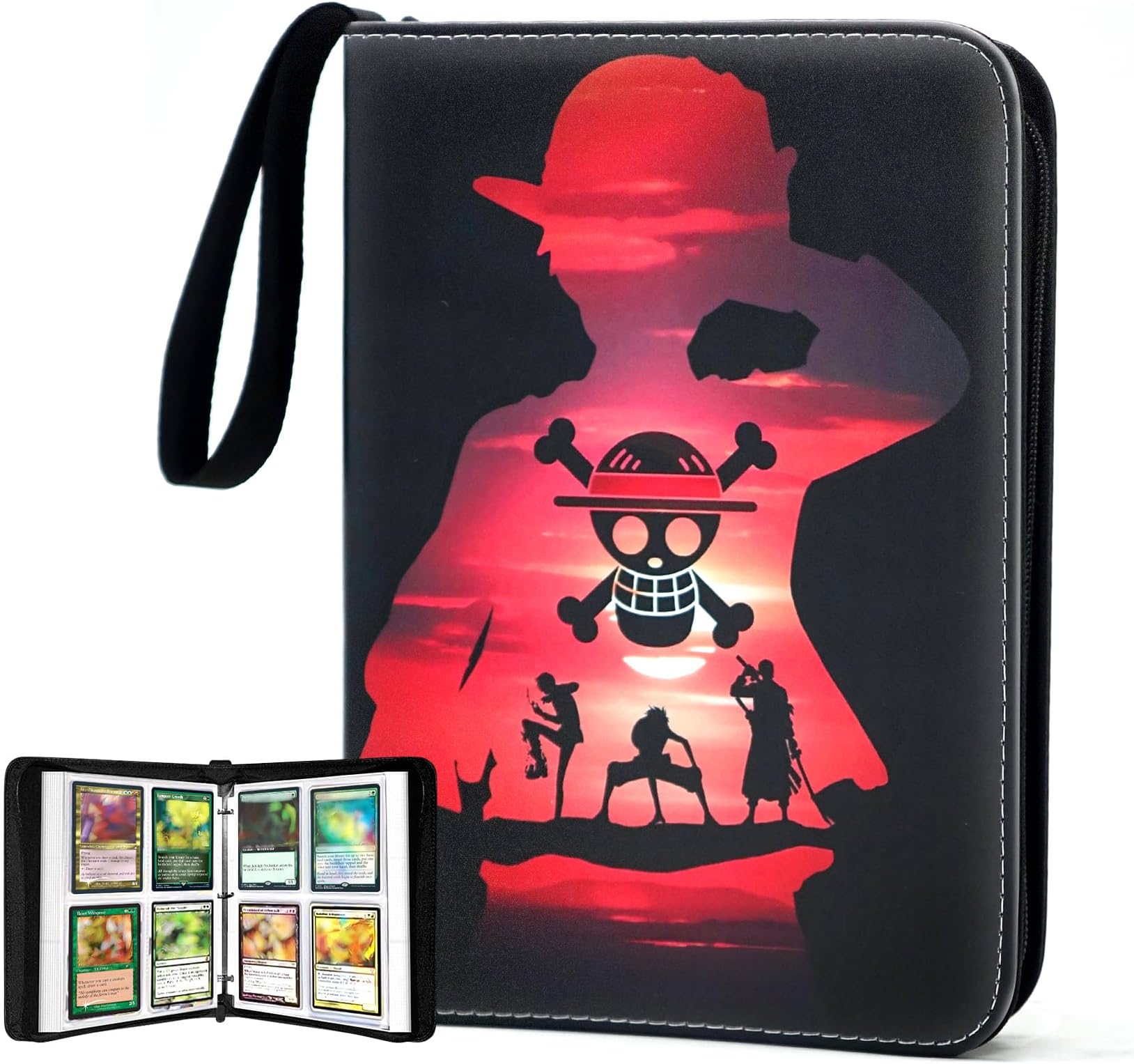 400 Pockets Trading Card Binder for One Piece Cards,Portable Waterproof Card Storage Bag with Removable Sleeves for Anime, Game and TCG Cards