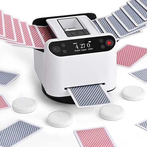 OBLITZON Mezclador y Repartidor de Cartas Giro 360°, 1-2 Barajas, 4 Mandos
