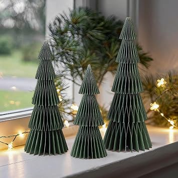 3 PCS Green Honeycomb Christmas Tree Christmas Table Decorations Centerpieces Indoor Reusable Vintage Thick 3D Paper Christmas Tree 8, 10, 12 Magnetic Minimalist Xmas Decorations for Home Party