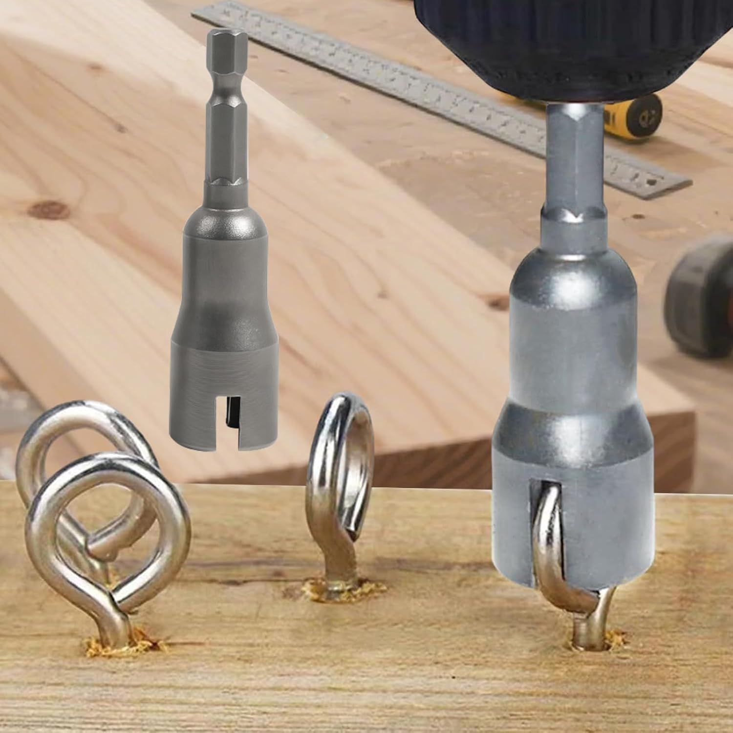 Power Wing Nut Driver Set,1/4 Inch Hex Shank Slot Wing Nut Drill Bit Socket Wrenches Tool for Panel Nuts Screws Eye Q-Hanger C Hook Bolt