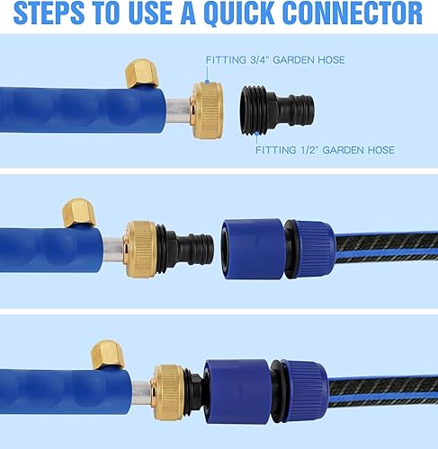 Miniatura 4 de Boquilla de chorro mejorada 2025 con 2 boquillas de alta presión y conectores rápidos para manguera de jardín, boquillas de metal resistente de alta