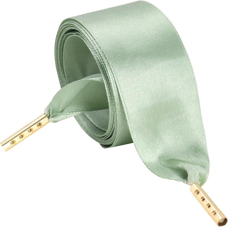 Women Fashion Satin Ribbon Shoelaces Soft Satin Ribbon Shoelaces for Converse Nike Addidas Puma(Grass Green)