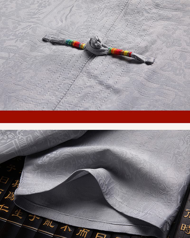 Männer Sommerkleidung Chinesisch Nationales Traditionelles Kostüm Kampfkunst Kung Fu Tai Chi Outfit Hanfu Sommer Zweiteiler Tang Anzug Kurzarm Stehkragen Kung Fu Shirt Tops & Hose