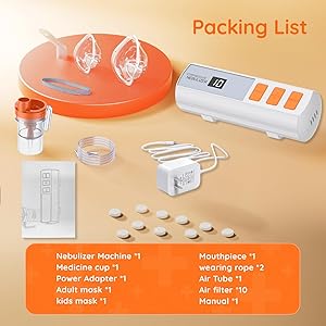 Nebulizer for Adults Kids,Compressor Nebulizer Machine for Adults,Jet Desktop Portable Nebulizers at Home with Medicine Cup Holder, Speed and Time Adjustment
