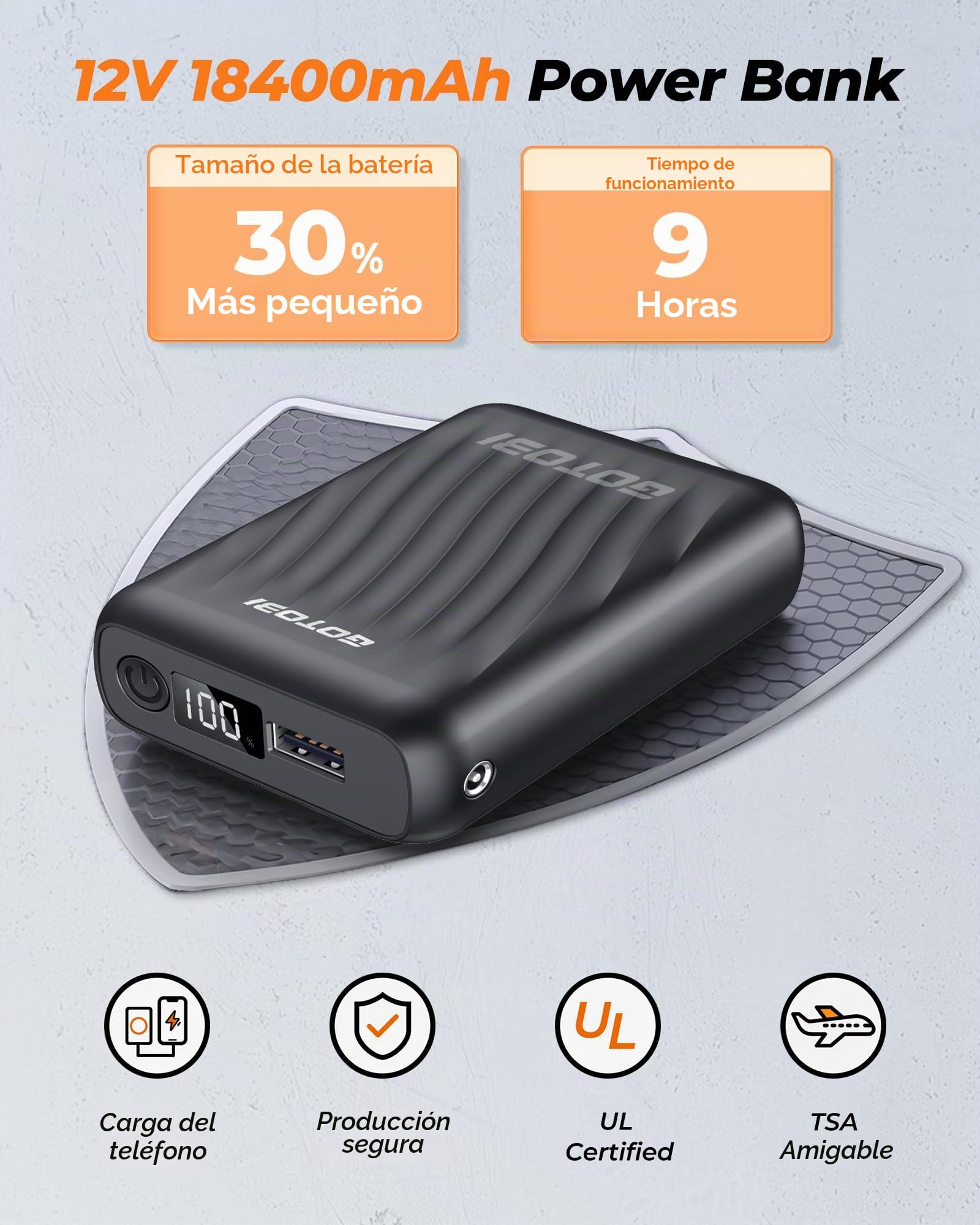 Chaqueta Calefactable Mujer Con Bateria 12v 18400mah, 8 Zonas De Calor,3 Niveles De Temperatura, Chaqueta Termica EléCtrica Ligera con Capucha