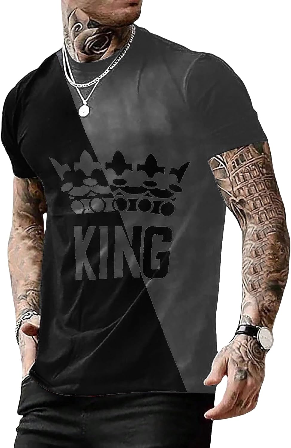 GORGLITTER Men's Designer Graphic T-Shirt Crewneck Short Sleeve Drippy Tee Top