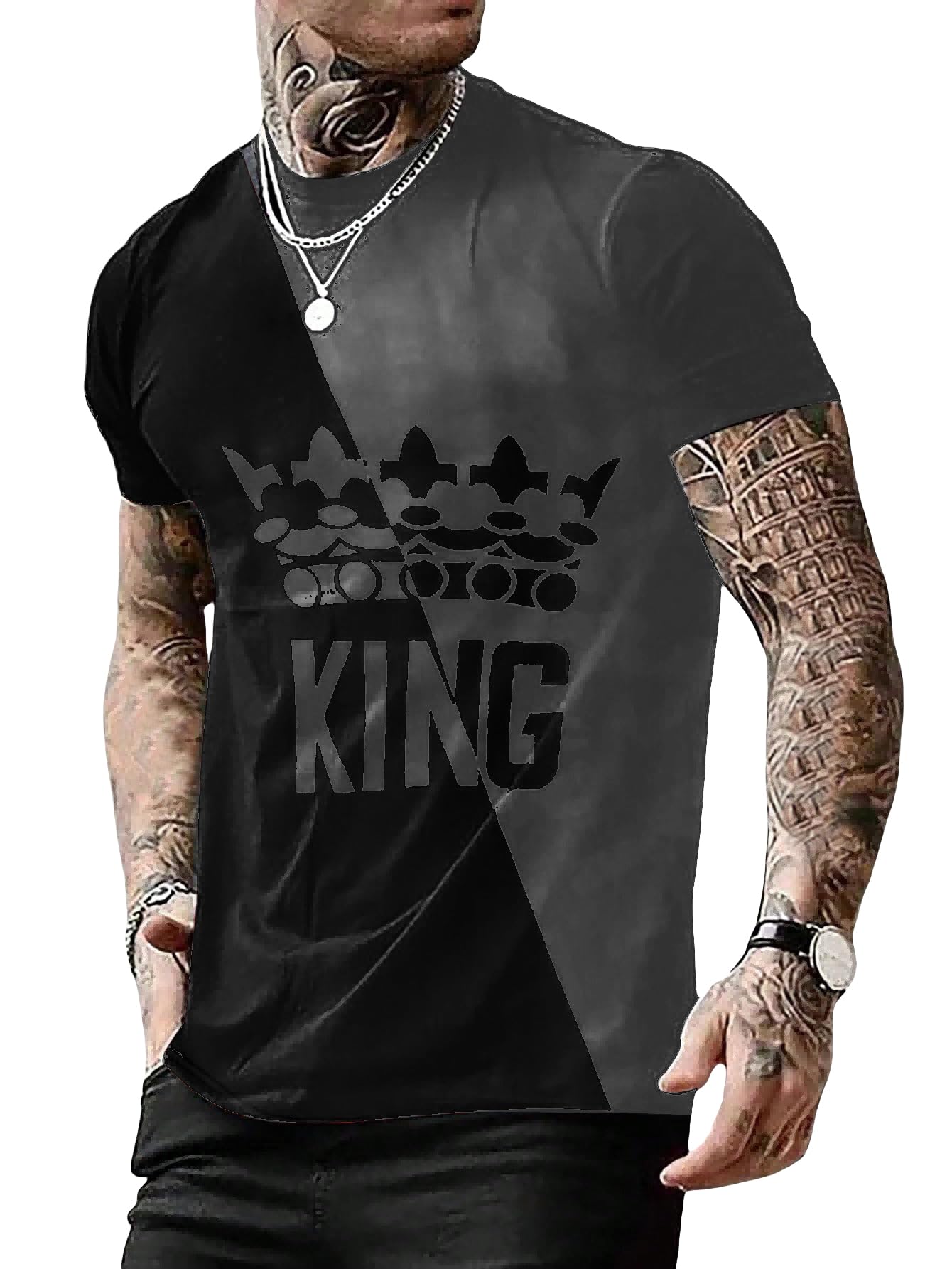 GORGLITTER Men's Designer Graphic T-Shirt Crewneck Short Sleeve Drippy Tee Top