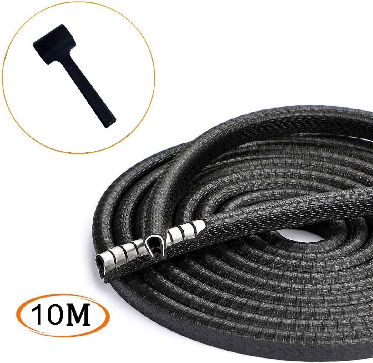 YY-LC Car Edge Protector U-shaped Rubber Edge Protector Car Rubber Seal Ege Protector Rubber Profile Including Metal Reinforcement (10M Black)