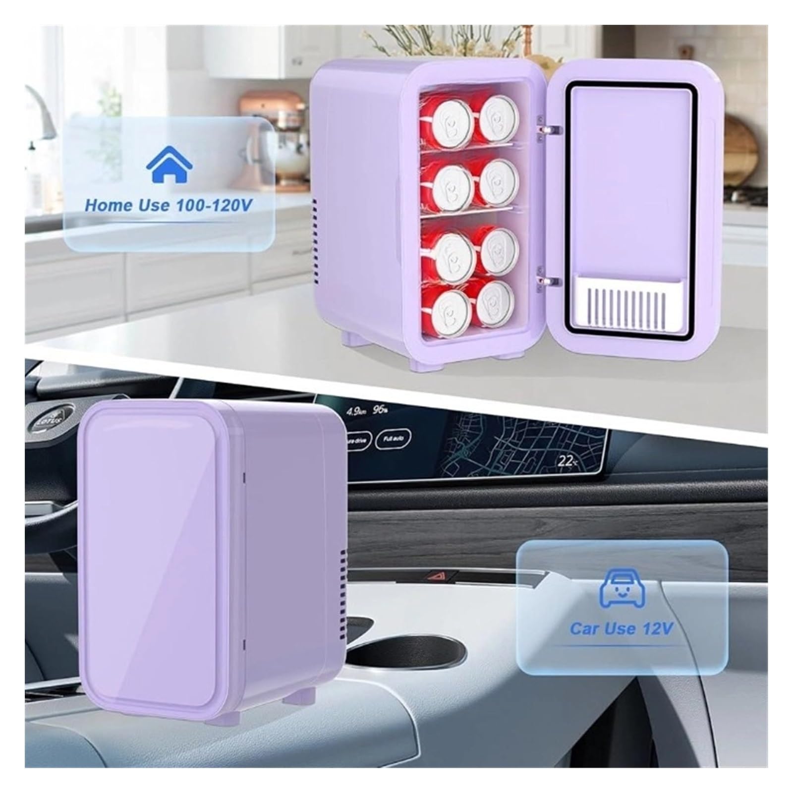Mini refrigerador portátil termoeléctrico de 6L, refrigerador Compacto, CA/CC, for el Cuidado de la Piel, Bebidas, refrigerios, hogar, Oficina, Dormitorio, Camping.