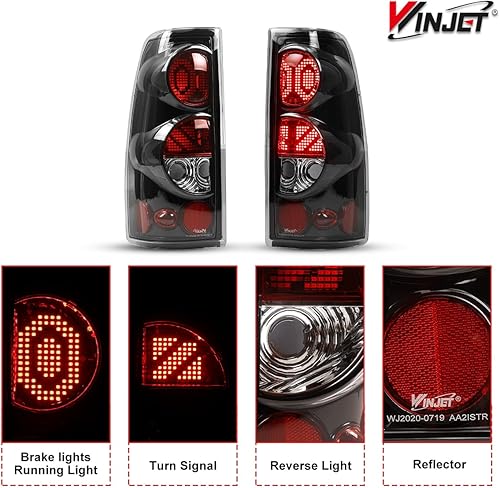 Miniatura 4 de Winjet Luces traseras LED aptas para Chevrolet Silverado 1999-2006 y 1999-2003 GMC Sierra montaje de luz trasera con luz LED intermitente/luz de