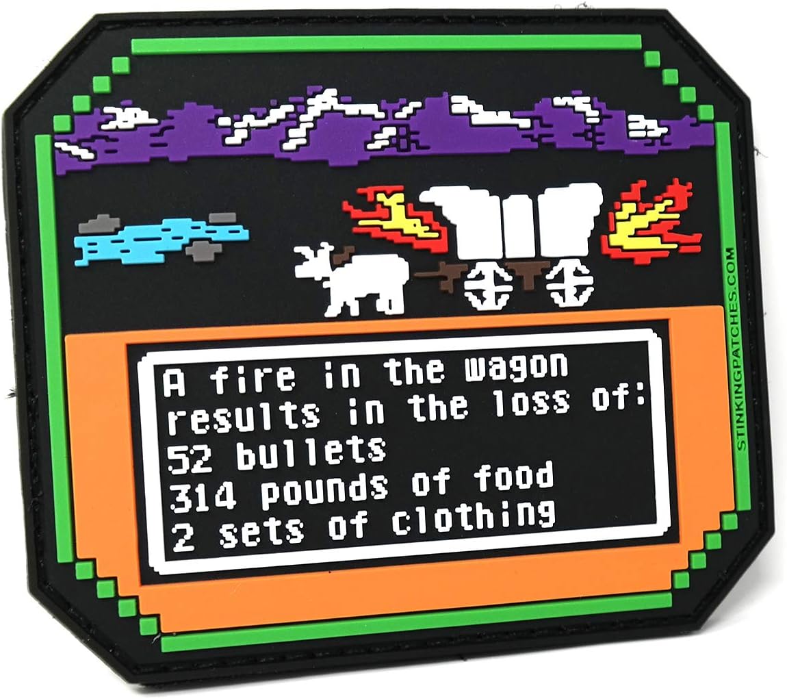 Wagon Fire Oregon Trail Inspired PVC Rubber Tactical Patch | Funny Morale Patch