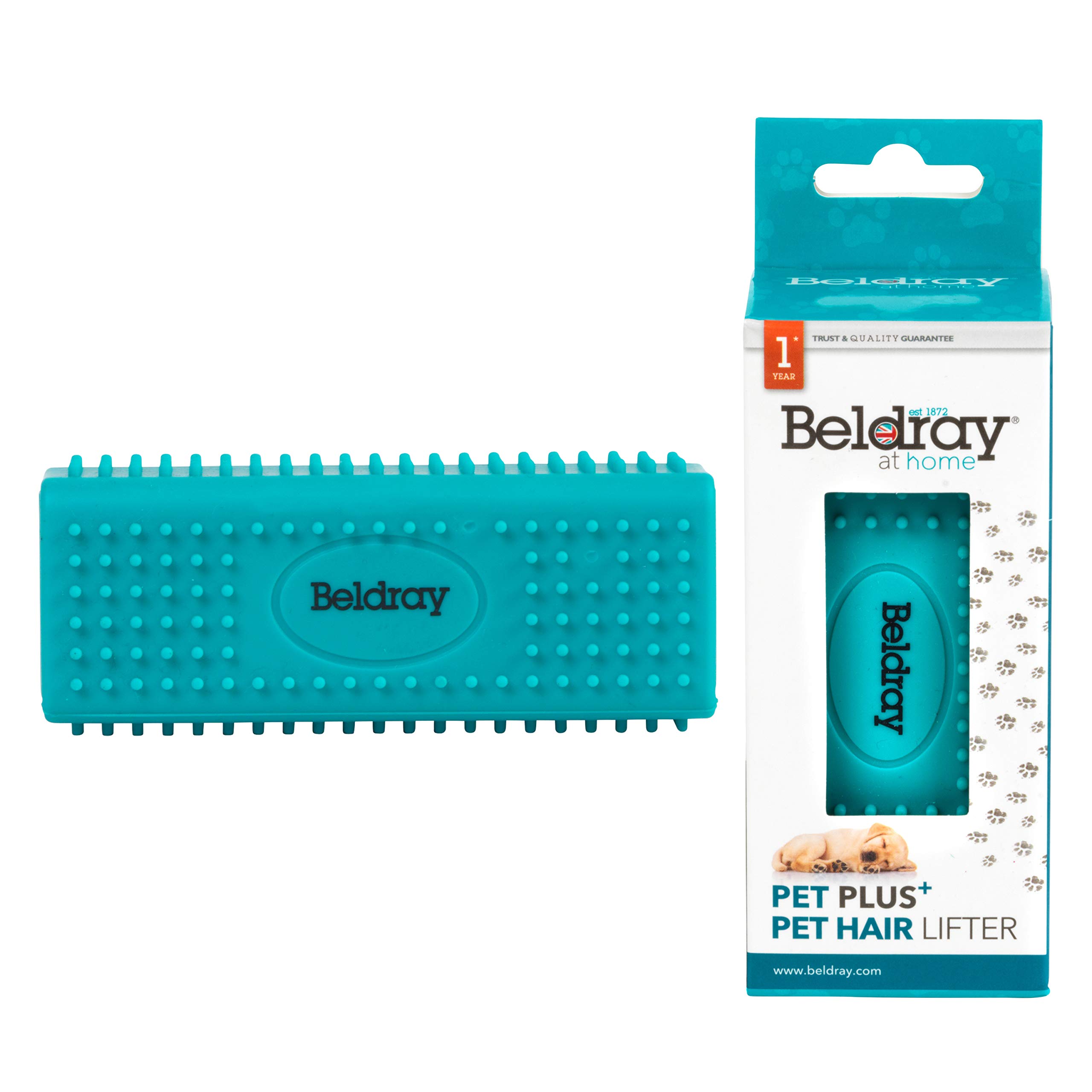 Beldray LA081919EU7 Pet Lifter | Rubber Teeth to Grip & Remove Hair | Ideal for Clothing, Carpets, Cars & Upholstery/Turquoise, 12 x 4.5 x 4.5 cm
