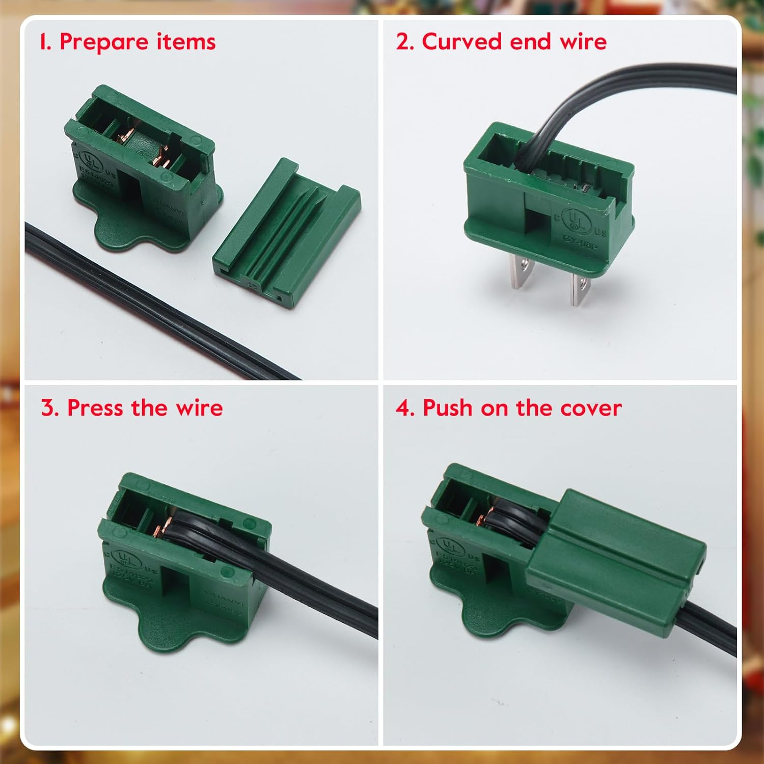 Christmas Lighting Male and Female Green Slip Plug Set, Vampire Plug, Gilbert Plugs, Zip Plugs, 30 Packs (SPT-1)