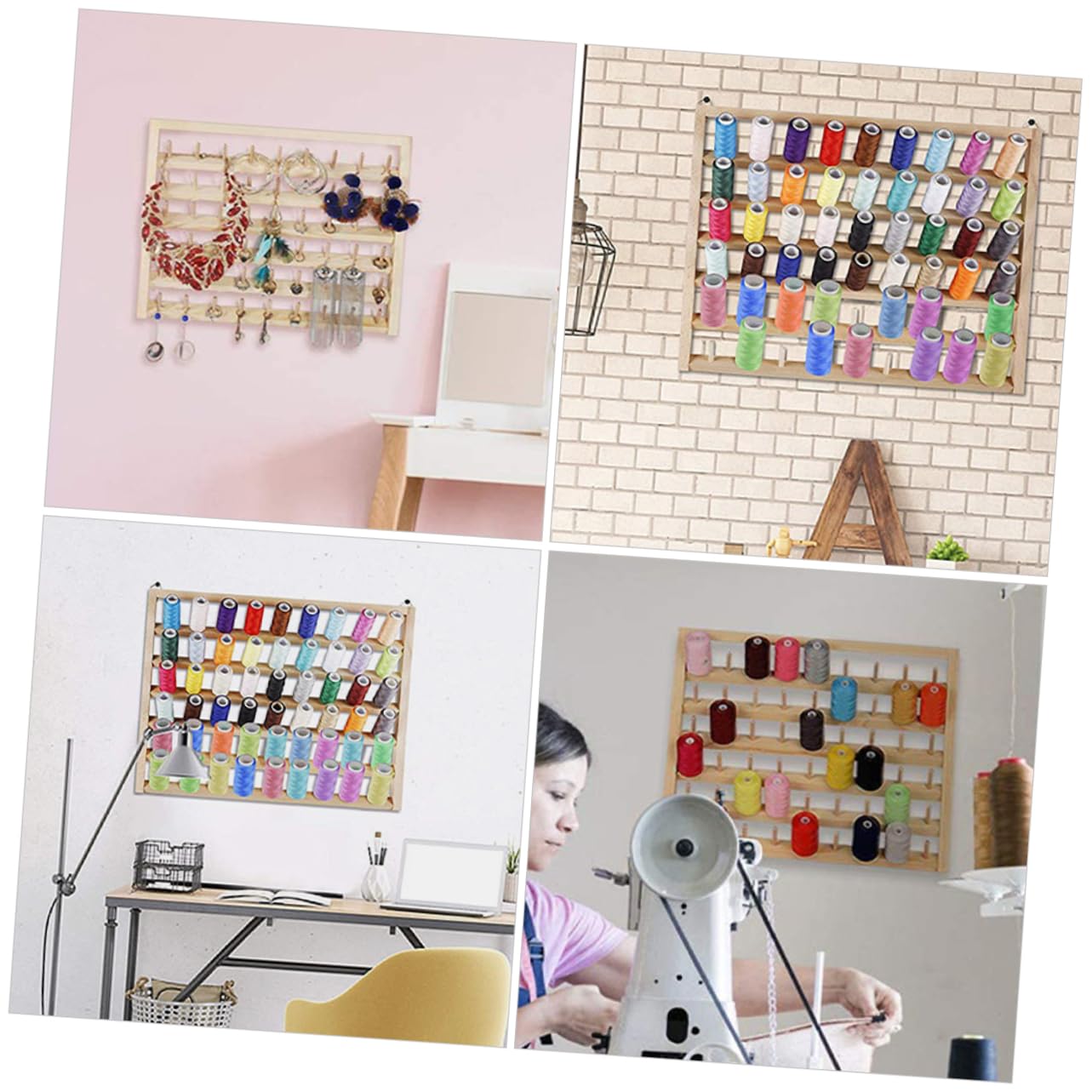 jojofuny 1 Satz Spulenständer Stickgarnhalter Stickerei Faden Handwerk tischdeckenklammern schreibtischorganizer Nähwerkzeugständer Nähenfäden Organisator Sticker Spulenhalter hölzern