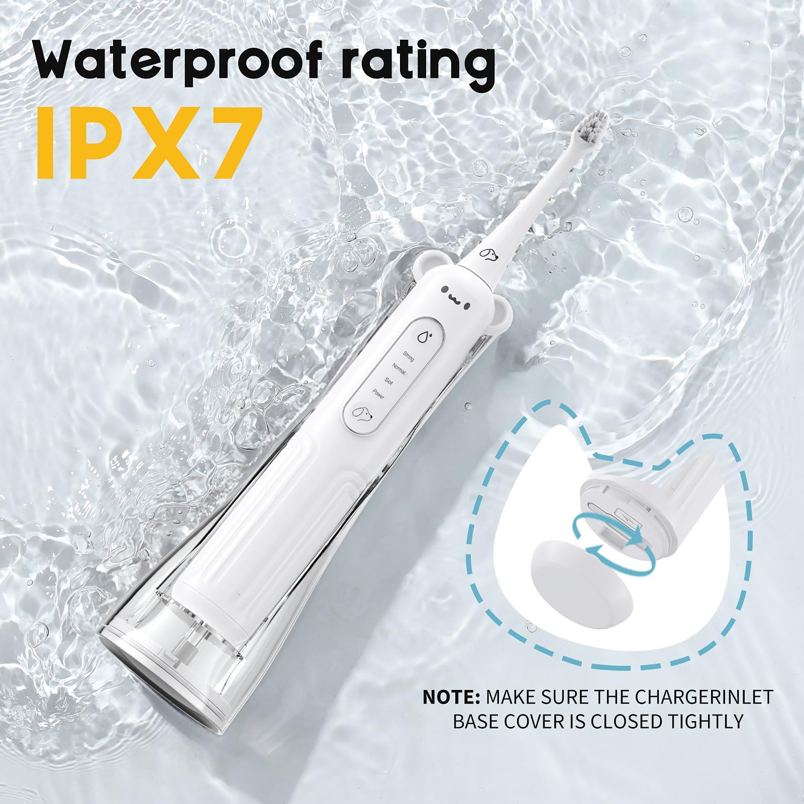 Dog Tooth Brushing Kit, 3-in-1 Dog Electric Toothbrush with Water Flosser, Dog Teeth Cleaning Tools with 3 Modes, Deep Cleaning Kit for Dogs and Cats, IPX7, 1100mAh Battery, White - image 5
