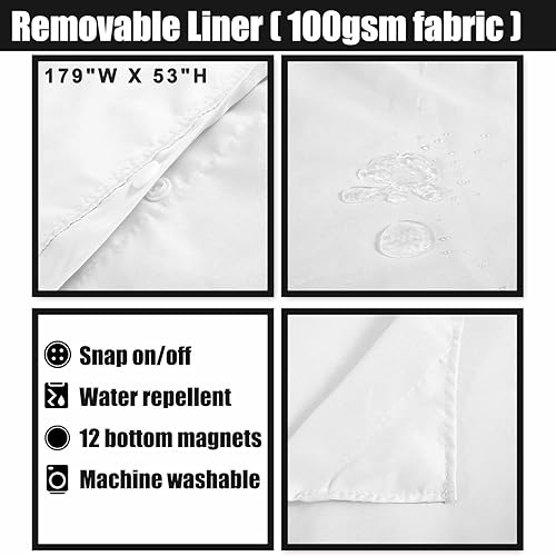 Miniatura 3 de Barossa Design - Cortina para ducha con forro, mezcla de algodón y patrón cuadriculado