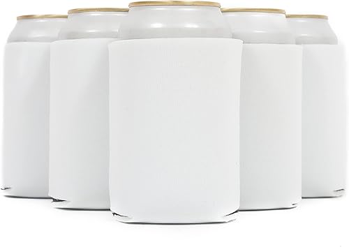 Miniatura 2 de QualityPerfection Funda enfriadora de latas en blanco (paquete de 12) Coolies para latas de cerveza de 12 onzas HTV, sublimación, aislada, plegable