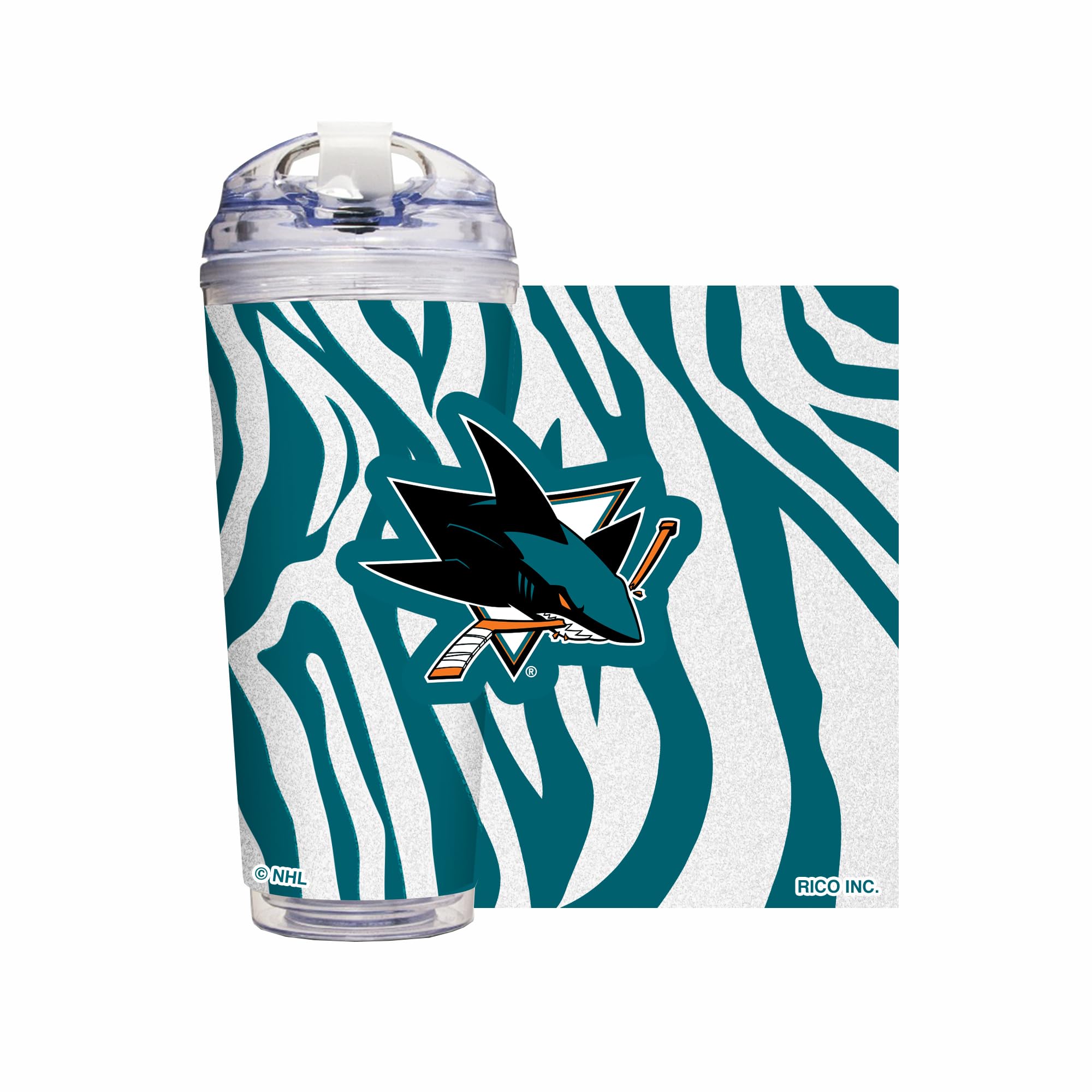 Gobelet de hockey San Jose Sharks NHL acrylique paillettes paille 700ml
