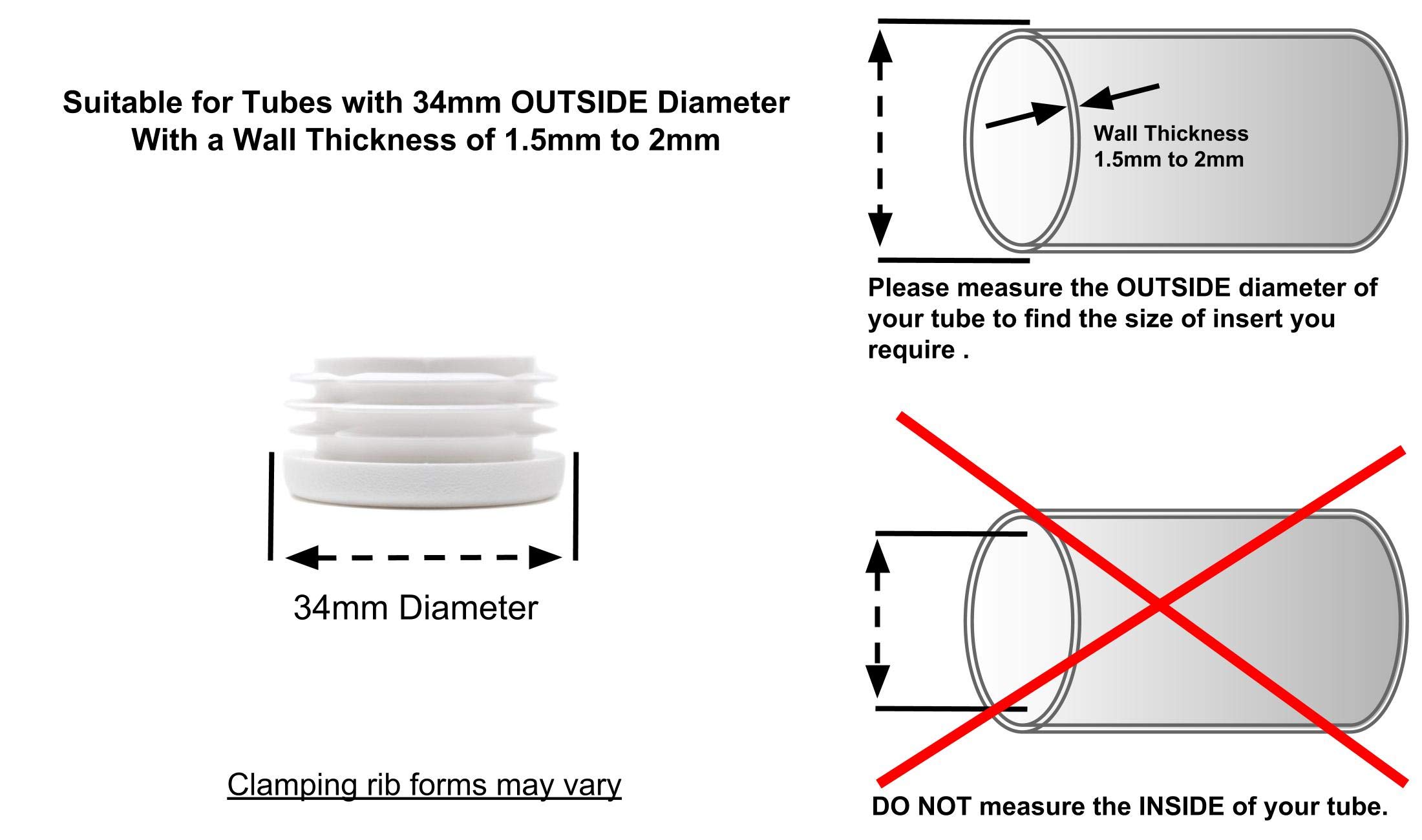 Tappi Terminali Per Tubi 25mm - Inserti Bianchi In Plastica, Confezione Da 4 Pezzi - Foto 10