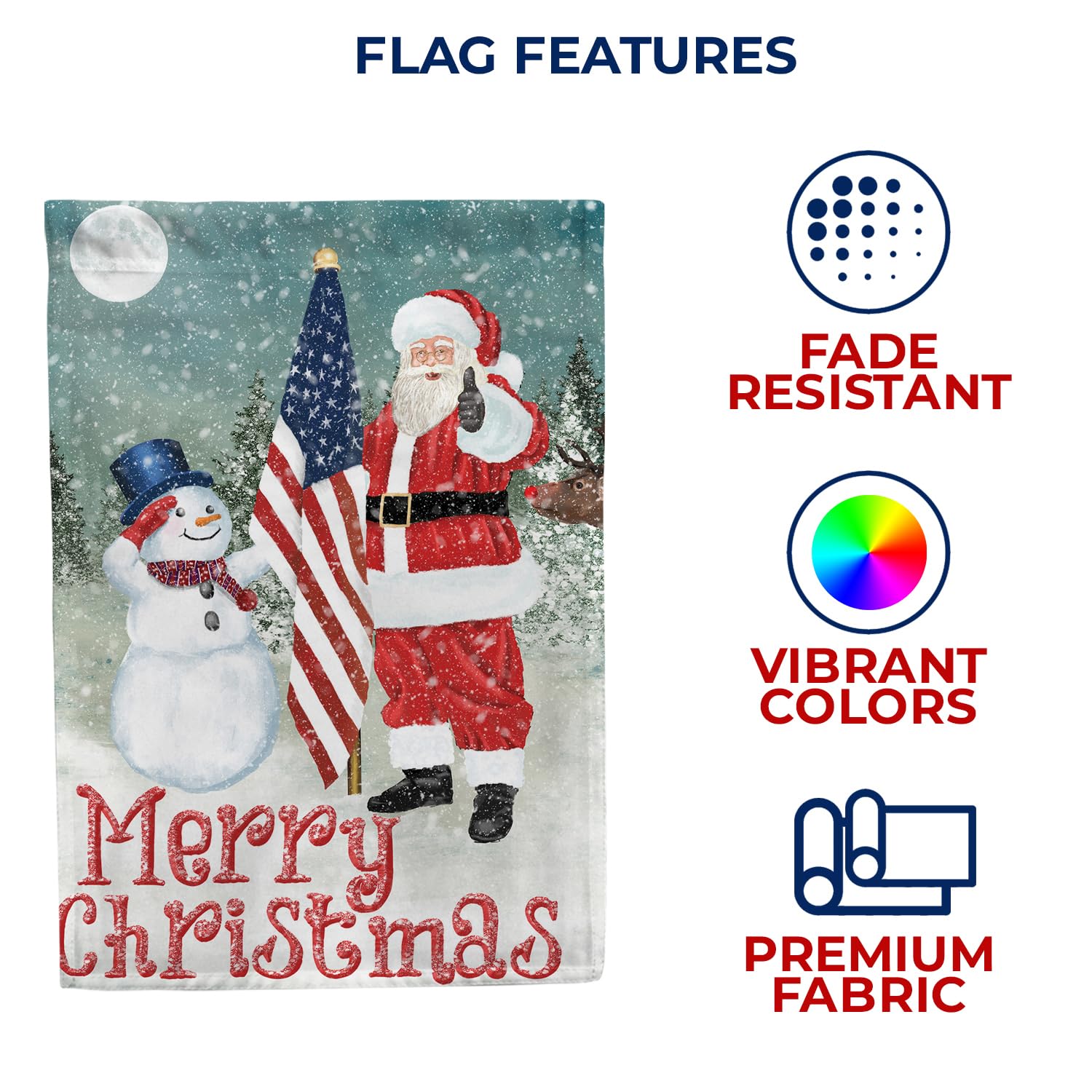 America Forever Flags Dwustronna flaga ogrodowa - Merry Christmas USA - 31,8 cm x 45 cm, patriotyczny bałwan i Święty Mikołaj Boże Narodzenie dekoracja świąteczna, zewnętrzna zimowa dekoracyjna