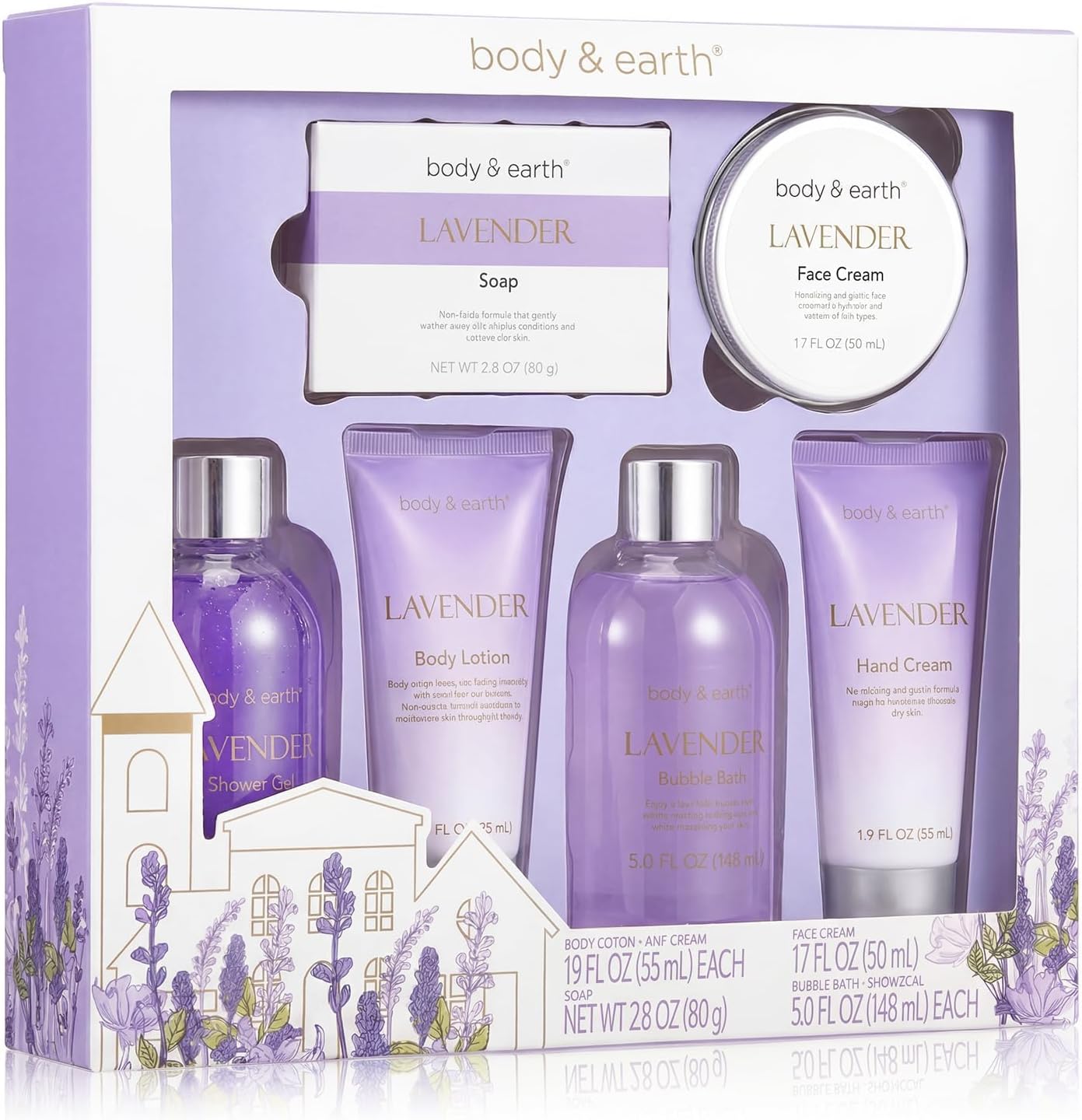 BODY & EARTH Bath Spa Gifts for Women Shower Gift Sets 6Pcs Lavender Toiletries Gift Sets for Mum Luxurious Pamper Gifts for Women Birthday Gifts for Her Mother Day Valentine's Gifts Ladies Gift Set