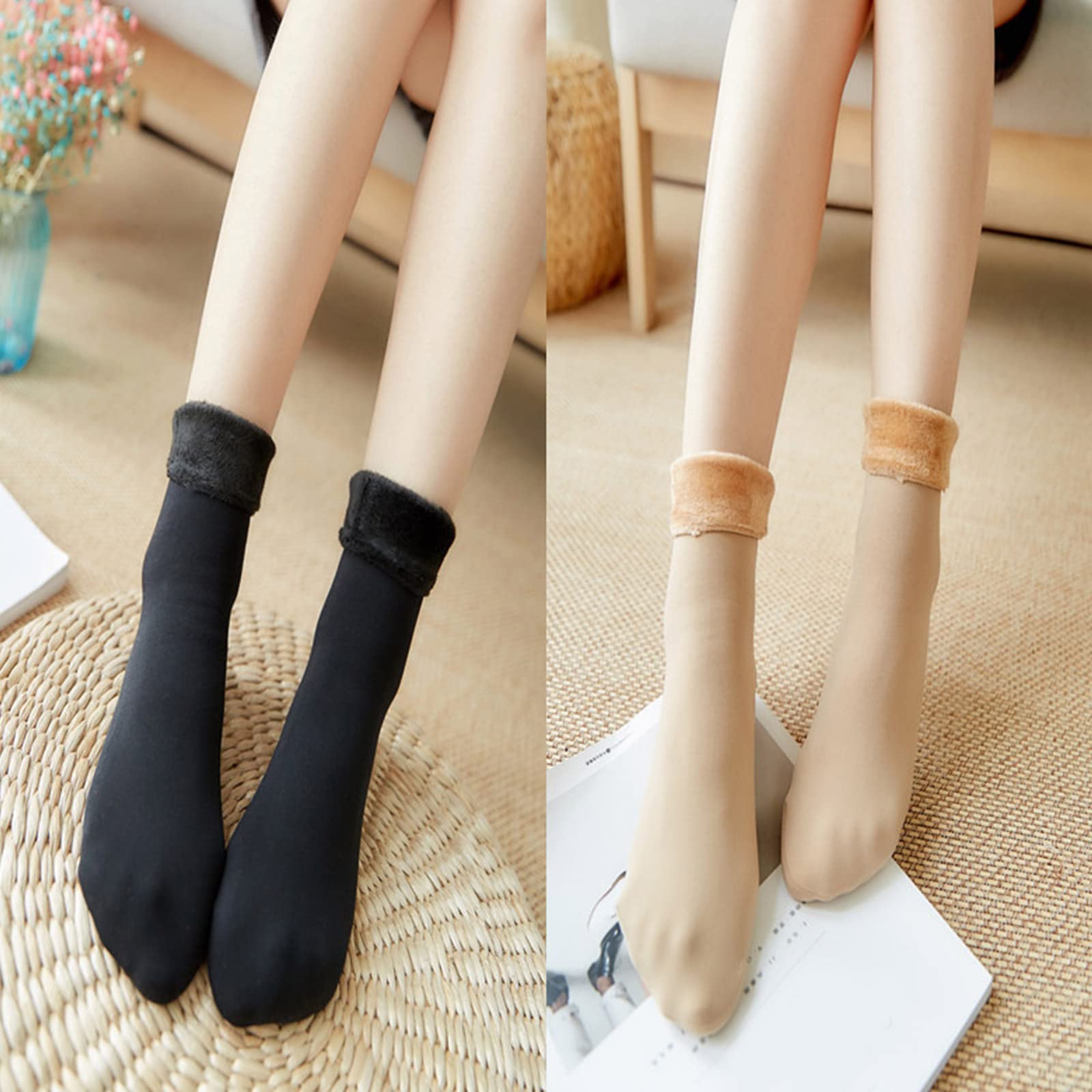 GRABAGECAN 5pairs/ Women's Winter Warm Thicken Thermal Socks Snow Seamless Sock Soft Floor Sleeping Socks Unisex