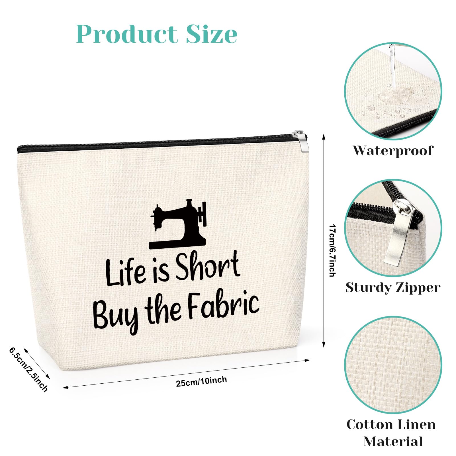 Sewing Gifts Makeup Bag Sewing Lovers Gift for Women Quilter Gifts Seamstress Gift Sewing Gifts for Sewing Lovers Thank You Gifts for Friend Colleague Quilting Presents for Quilters Makeup Travel Bag - Image 2