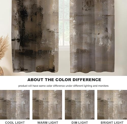 Miniatura 122 de Cenefas de cocina modernas con patrón de cobre marrón dorado para ventanas, cenefas opacas abstractas de marcas de arañazos y cortinas opacas