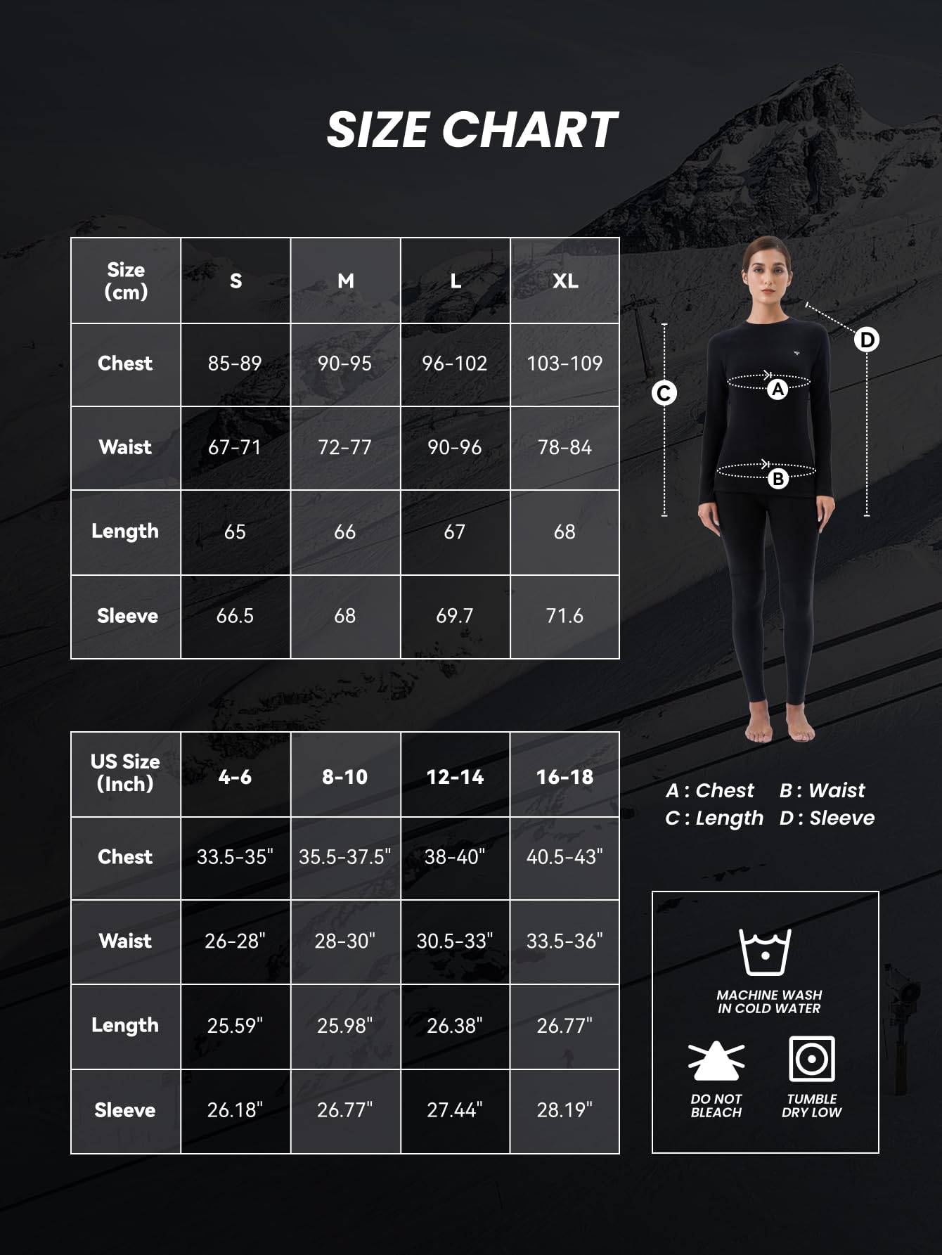 Camiseta térmica de manga larga para esquí de peso medio para mujer, tallas S-XL