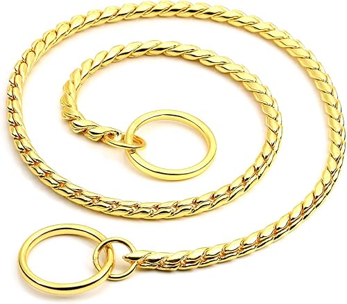 Miniatura 2 de Filhome Cadena de metal para perros con cadena de perro, cadena de serpiente para cachorros, cadena de acero inoxidable, para entrenamiento de