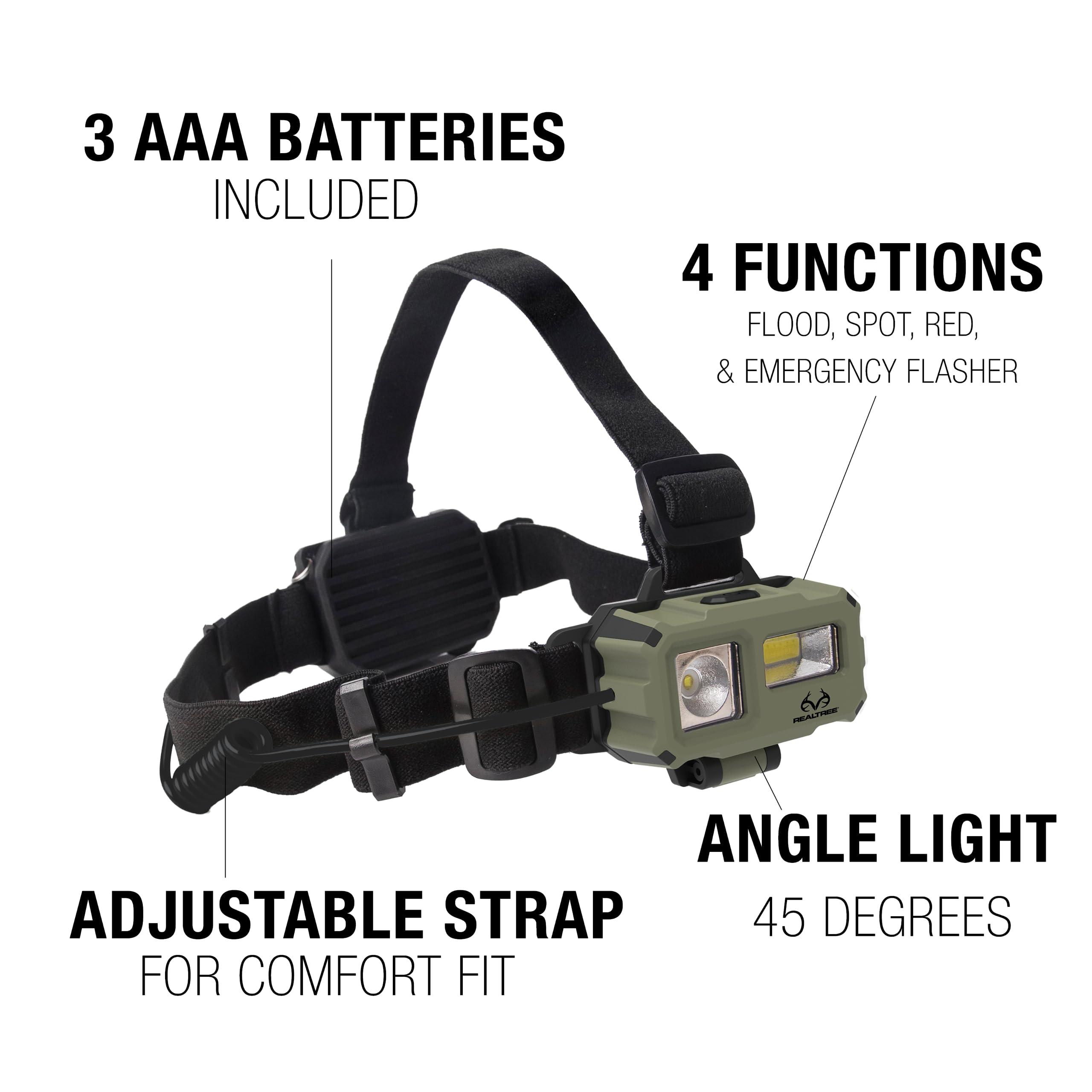 RealTree Bright 250 Lumen Alkaline Headlamp Light Great for