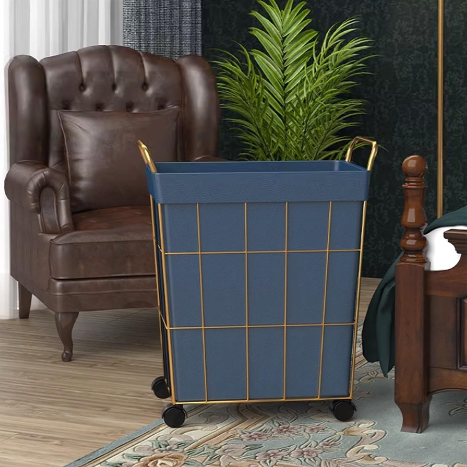 Cesto portabiancheria di grande capacità, con ruote e maniglia, pieghevole, portatile, per camera da letto e bagno