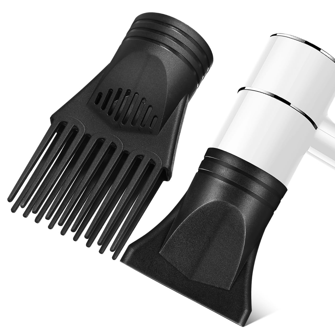 Didiseaon Hair Dryer Nozzle Attachments Set 2Pcs Universal Plastic Diffuser and Comb Styling Tool for Curly and Straight Hair Compatible with Most Dryers