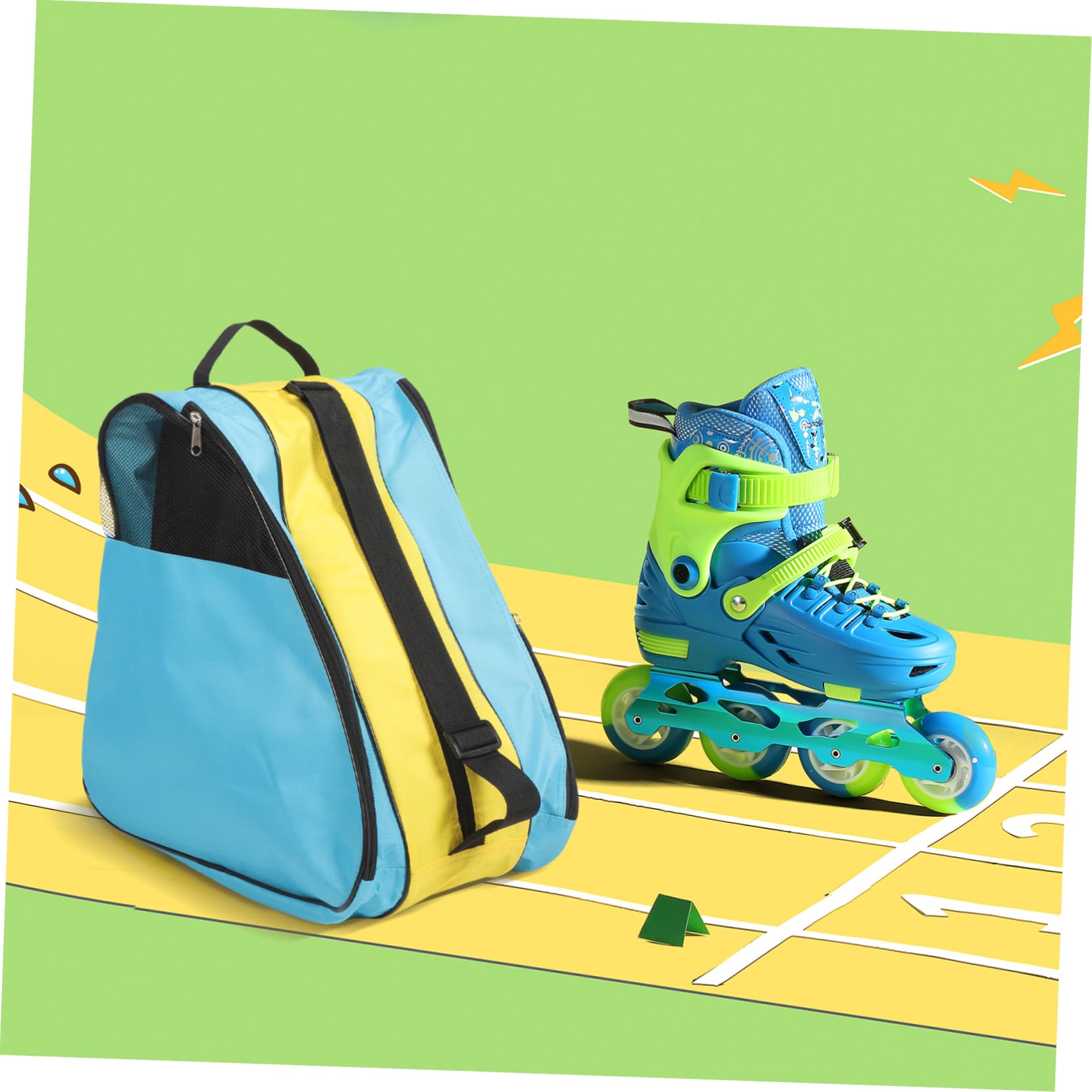 UKCOCO Borsa Porta Pattini Rotelle in Nylon con Cerniera, Zaino per Scarpe da Pattinaggio, Resistente e Pratica, per Trasporto e Protezione Quotidiana