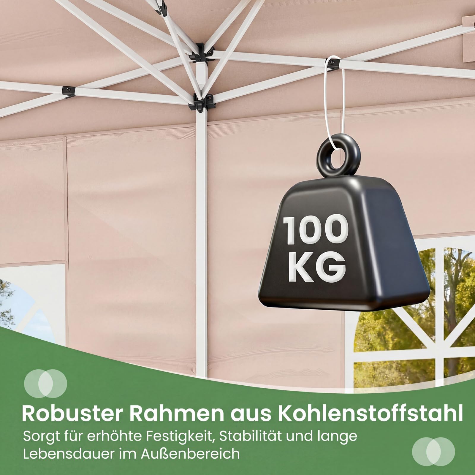 COSTWAY Pawilon składany Pop-up z metalową ramą, 6 ścian bocznych, 6 worków na piasek, liny wiatrowe i szpikulce do wbijania w ziemię, namiot imprezowy z torbą do noszenia na kółkach, na plażę, wesele