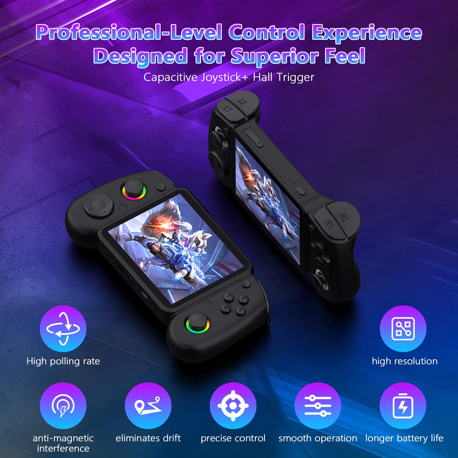 RG43H Console di gioco portatile, schermo IPS da 4,3 pollici, console di gioco retrò, batteria da 4000 mAh, supporto WiFi online, console portatile con scheda TF da 64 GB, nero