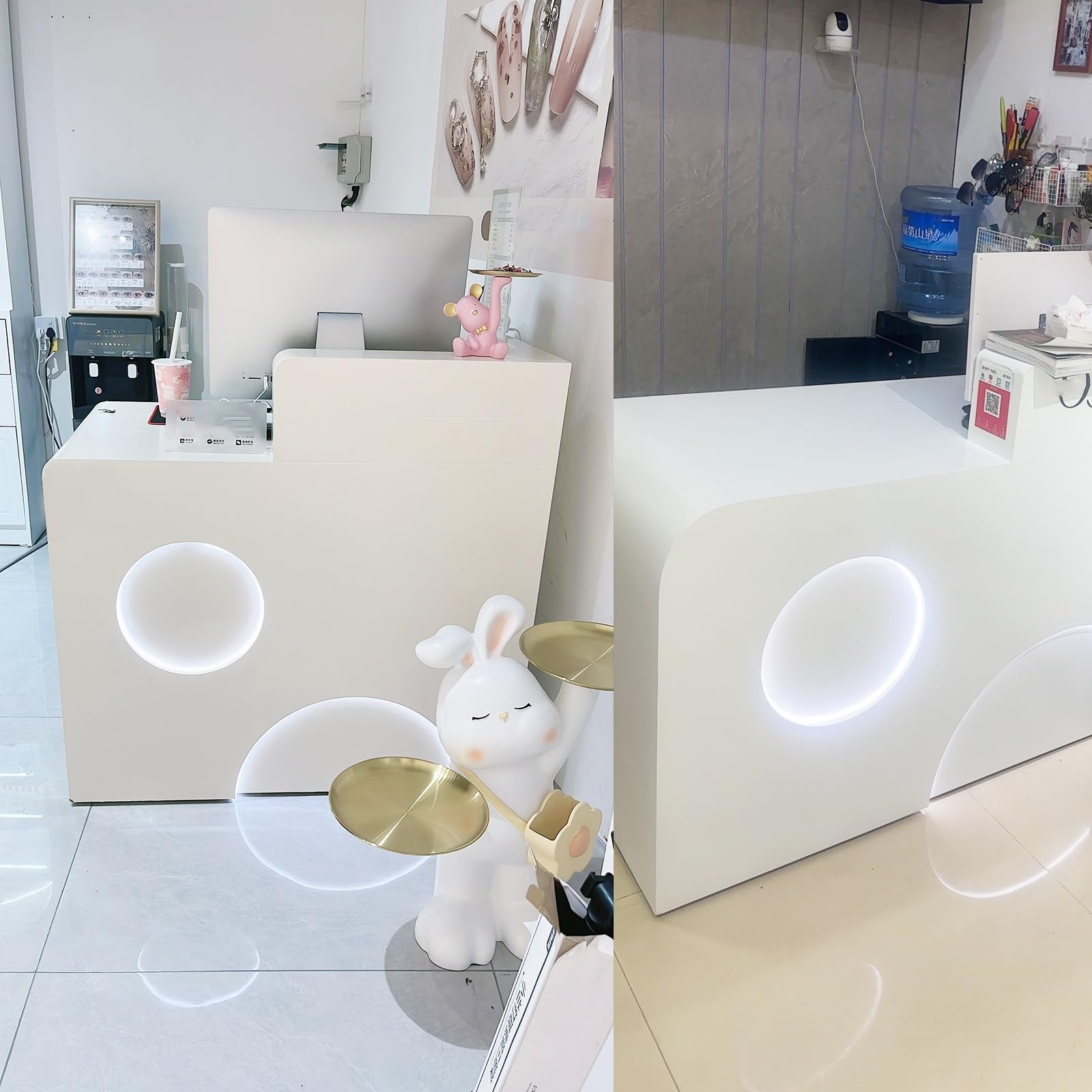 L-Form empfangstresen，Rezeptionstheken, Rezeptionstresen, Empfangstheken,Empfangstresen,Empfangstheke mit abschließbaren Schubladen und Schränken，Reception Desk(Right-1,80cm/31.5in)