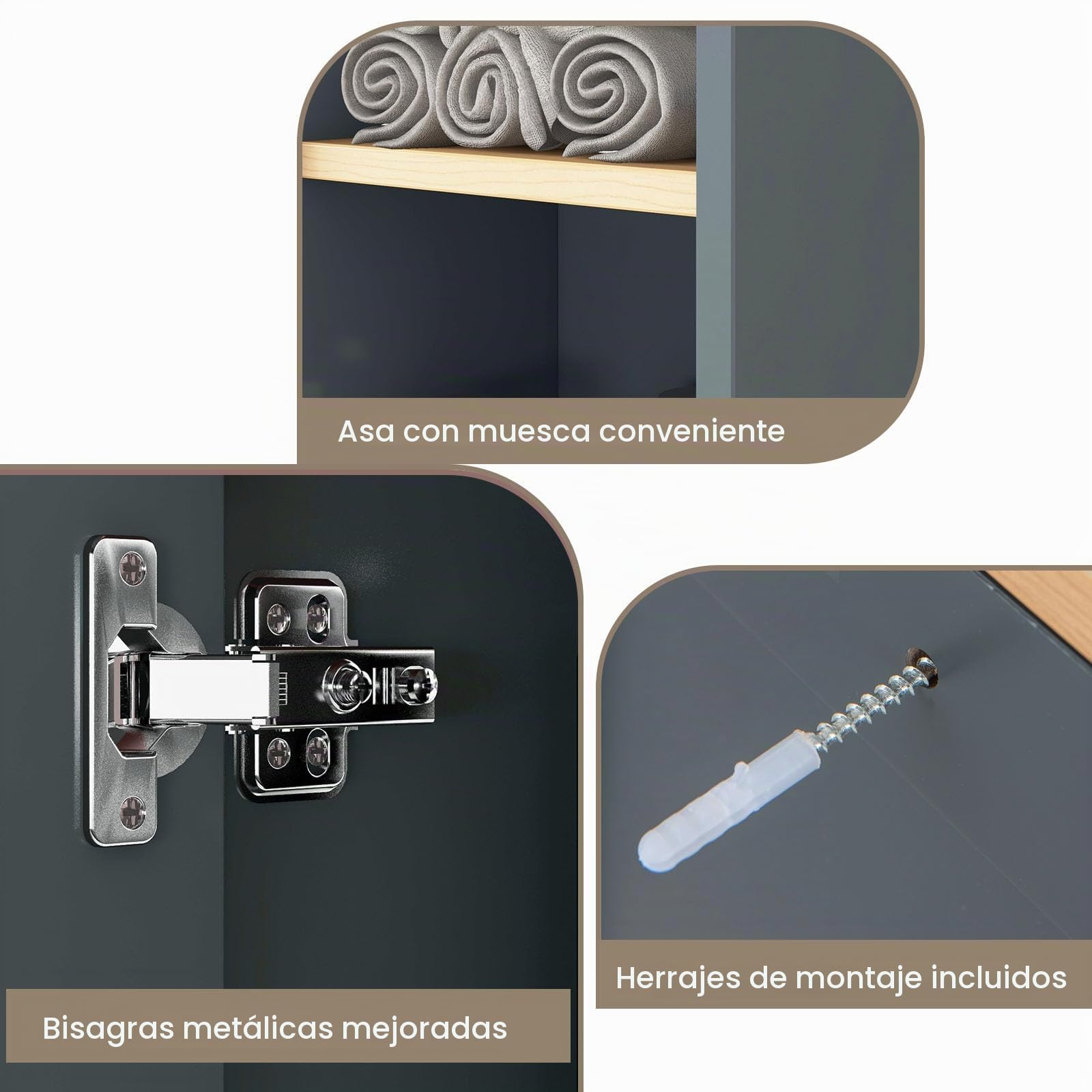 LIFEZEAL Armario de Pared para Baño con Espejo, Armario de Madera, Armario con Estante Ajustable, Organizador con Espacio Abierto, 60 x 20 x 52 cm