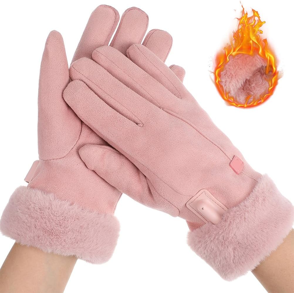 USB Heated Gloves for Women Men, Leather Thermal Gloves with Adjustable Heating, Outdoor Riding Winter Warm, Touchscreen Compatible - Image 9