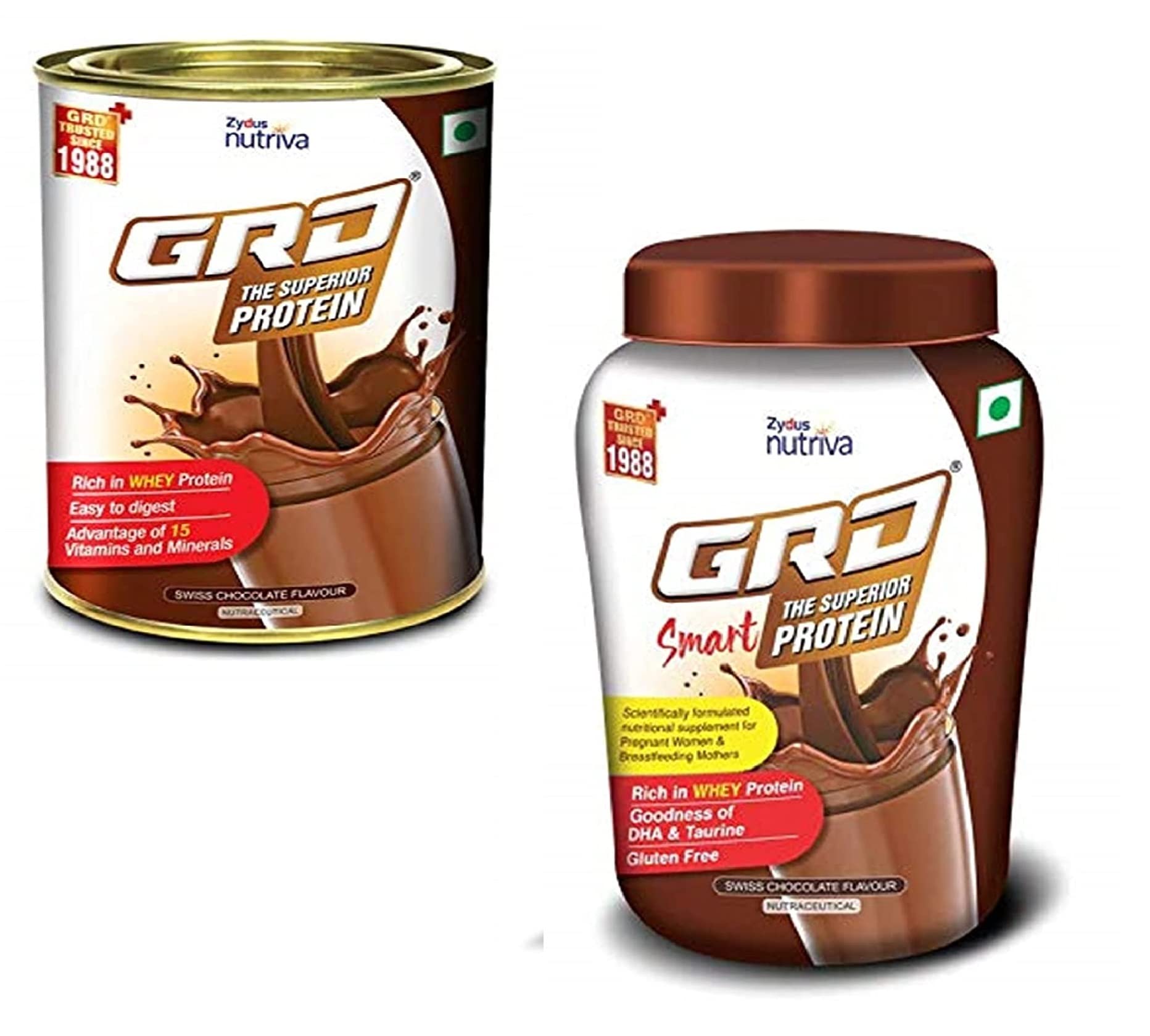 GRD Superior Protein Powder for Adults with 15 Essential Micronutrients to Support Strength (Swiss Chocolate) & GRD Smart Nutritional Protein Drink for Pregnant and Lactating Mothers - Swiss Chocolate (200g Each, Pack of 2) (B09MYQ7QSH) Amazon Price History, Amazon Price Tracker