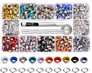 Metal Grommet Kit Multicolor Grommets Eyelets Sets with 3 Pieces Install Tool Kit and Box for Shoes Clothes Crafts Bag DIY Project (3/16 inch 500 Sets, 10 Colors)