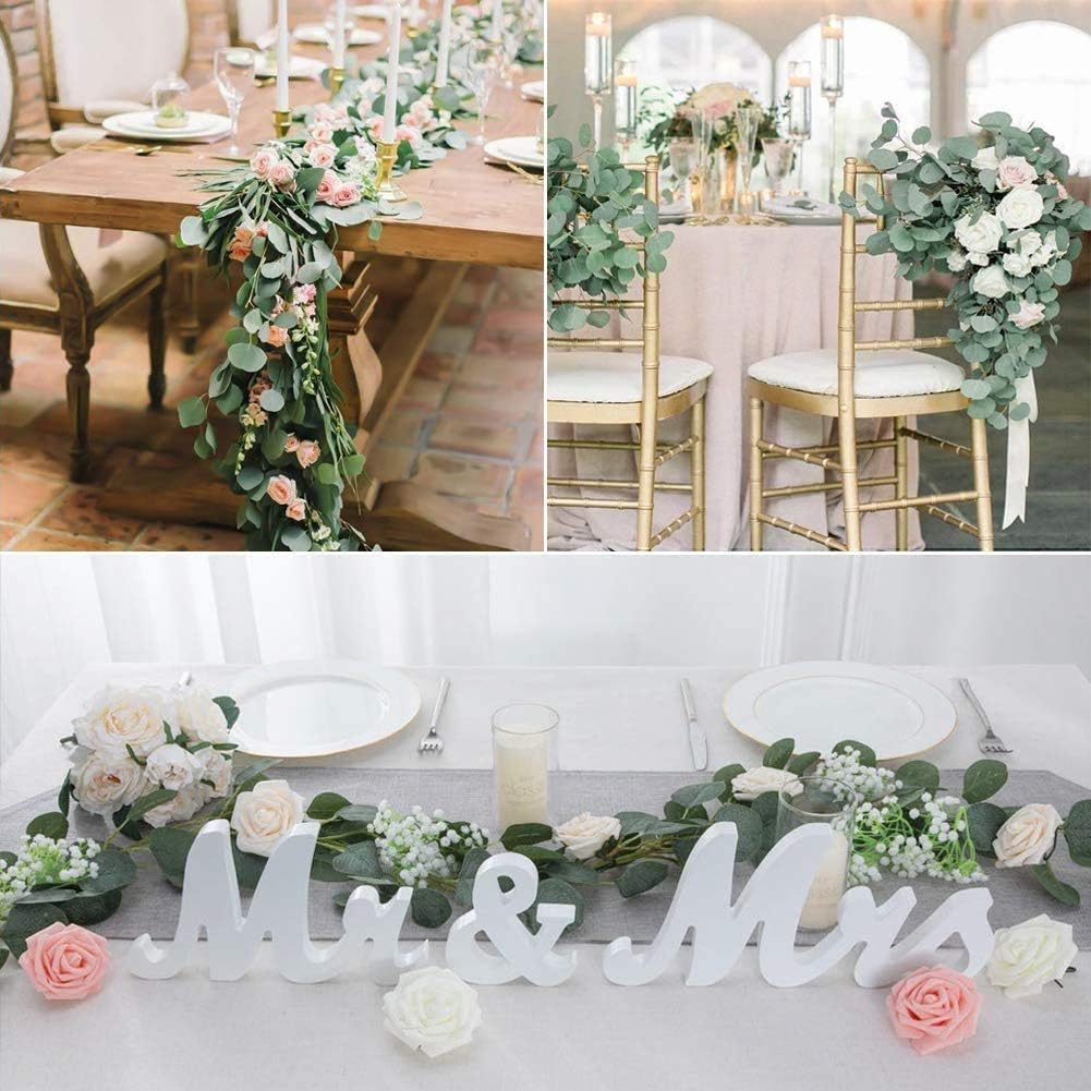 Eucalyptus Garland, Artificial Greenery Wedding Vines | Faux Flower Wreath | Wedding Backdrop, Greenery Table Runner, Arch Decoration Photo Booth Decor, Pack of 2