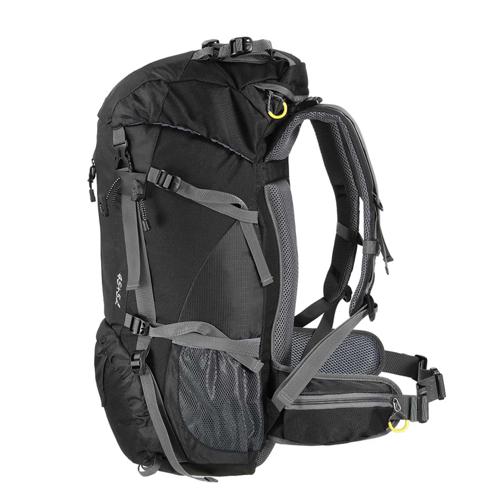 50L Wasserabweisender Kletterrucksack für Camping, mit Regenschutz, Unisex, Schwarz, 60 X 30 X 20 Cm