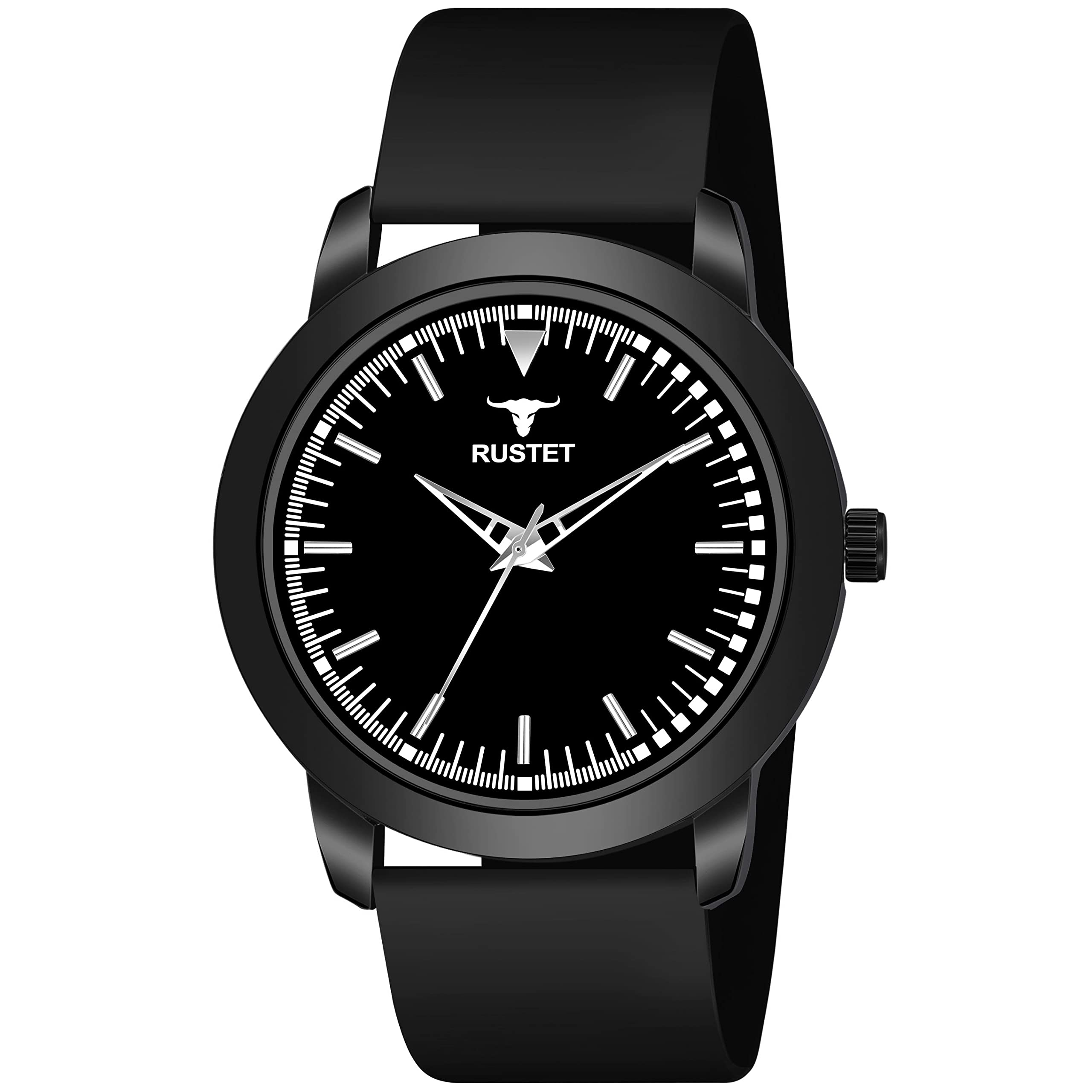 RUSTET Analogue Mens Black Silicone Strap Watch (Black Round Dial Black Strap,LD65-BK) (B0C1GMNBGW) Amazon Price History, Amazon Price Tracker