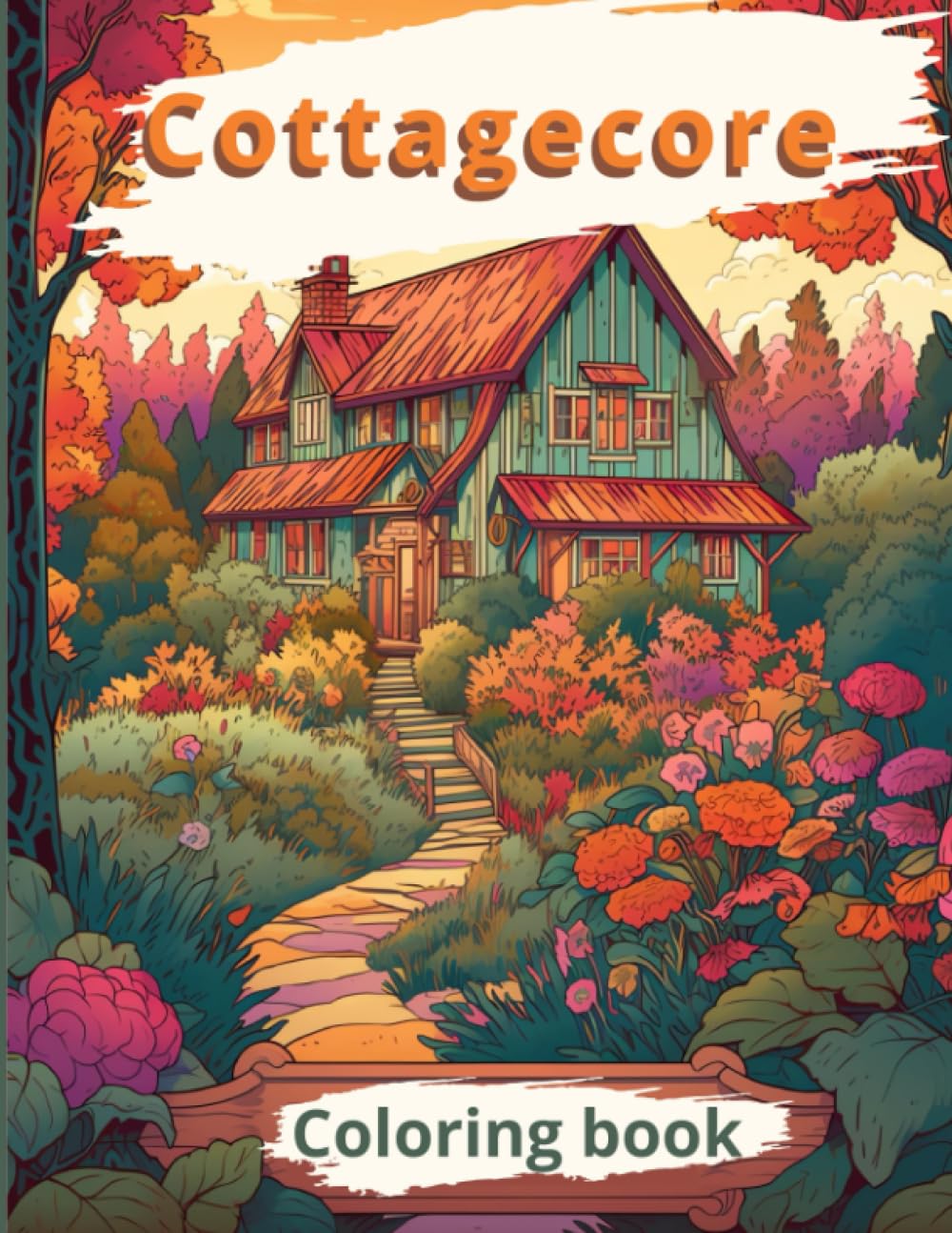 Cottagecore: An Adult Coloring Book with Adorable Images of Cozy Cottages, Beautiful Flowers and Gardens