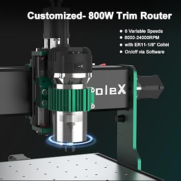 CNC Router Machine 3030-Evo Max, All-Metal XYZ Axis Dual Steel Linear Guides with 800W Trimmer Router, ideal for Cutting Aluminum, Brass, Stainless steel, Wood, Acrylic, MDF, Plastics