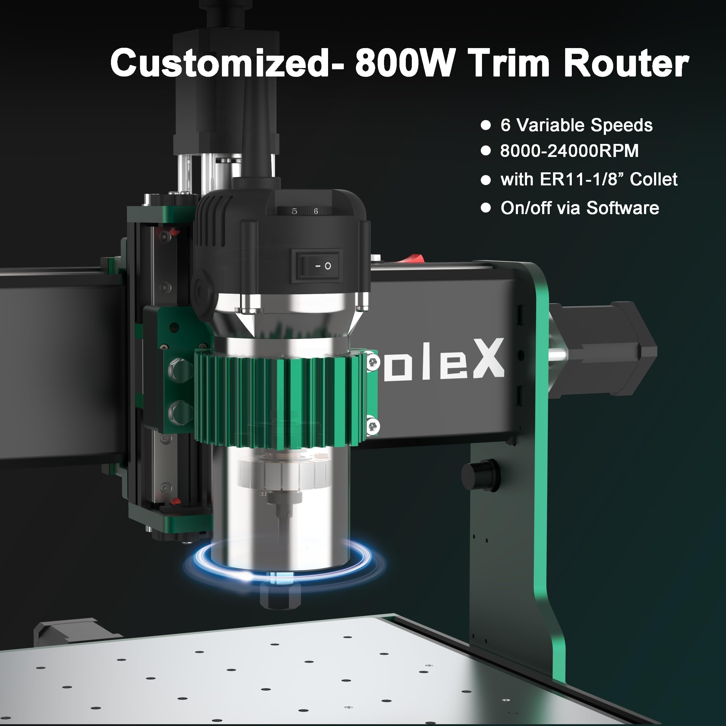 CNC-Fräsmaschine 3030-Evo Max, Ganzmetall-XYZ-Achse, Dual-Stahl-Linearführungen mit 800-W-Trimmer-Fräse, ideal zum Schneiden von Aluminium, Messing, Edelstahl, Holz, Acryl, MDF, Kunststoffen