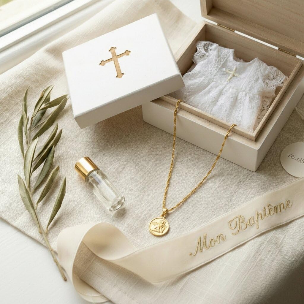 Collier - Enfant/Bébé - Médaille - Ange - Baptême - Plaqué Or Jaune 750/1000-40 cm